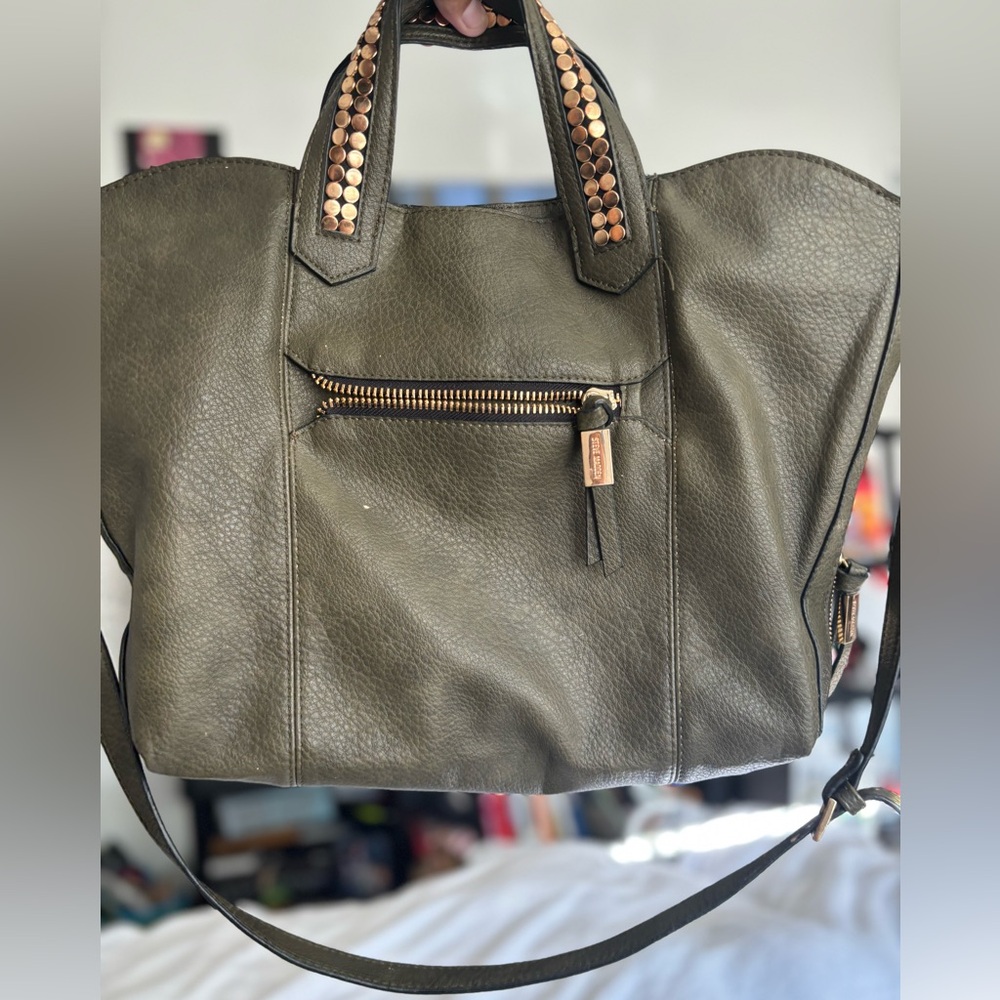 Steve Madden large satchel bag with gold trim.
